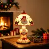 Novo produto transfronteiriço: Luminária de mesa com tema de Natal, Papai Noel e renas brilhantes, um artesanato em resina para decoração criativa da casa