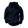 Sudadera con capucha para hombre de nueva temporada Primavera/Otoño, cremallera, múltiples bolsillos con solapa, pantalones, jersey, chaqueta deportiva casual con forro polar