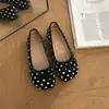 Zapatos de tacón bajo de lunares para mujer 2026 otoño estilo retro francés lazo interior que aumenta la altura zapatos Mary Jane con falda suela blanda