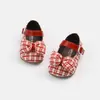 Sapatos Femininos Mary Jane de Couro com Laço Xadrez Doce 2026 Outono Novo Sola Macia Versátil Flats Princesa da Floresta