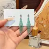 Pendientes de Zirconia con Forma de Gota de Agua Verde Fresca Brillante para Mujer, Estilo de Lujo Ligero a la Moda, Alto Valor Estético, Versátiles y Elegantes, Al por Mayor