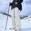 Pantalones impermeables con forro de polar para hombre para otoño e invierno, pantalones de trabajo holgados rectos de moda para exteriores, pantalones casuales gruesos