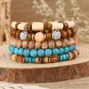 Nueva Pulsera de Cuentas Turquesa para Mujer, Set Multicapa Transfronterizo Europeo y Americano, Piedra Natural de Venta Caliente