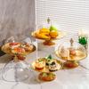 Lanche Sobremesa Enfeites de Mesa Expositor com Tampa Bolo Rack Sala de Estar Doméstico Prato de Lanche Prato de Frutas Prato de Frutas de Camada Única