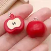 10 Frutas Resina Simulada Coração Maçã Vermelha Caroço de Maçã Pingente Pulseira Brincos Colar Acessórios de Joia DIY