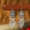 Pendientes de gota de aceite con flores y personalidad de Tianxi, pendientes étnicos de hojas de cristal de moda retro, pendientes elegantes de múltiples capas