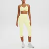 Ropa Nueva para Yoga Sexy Amigable con la Piel Cuello Halter Espalda Hermosa Sujetador Deportivo Pantalones Ajustados de Cintura Alta Pantalones de Longitud Media Conjunto de Fitness