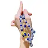 Cadena de Suéter con Diseño de Lapis Lázuli Natural Retro y Cristal Blanco