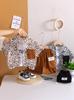 Conjunto Infantil Manga Curta Verão 2025 Novo Camisa Infantil Estampa de Leopardo Shorts Casuais Conjunto de Duas Peças Roupa de Verão da Moda Roupa Infantil