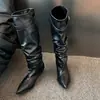 Fivela de Cinto Estilo Retrô Bico Apontado Botas Longas Femininas Outono/Inverno Novo Estilo Salto Grosso Altas até o Joelho Botas de Cavaleiro Francês Novo Estilo 2026