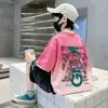 Em estoque roupas infantis para atividades ao ar livre camiseta infantil de manga curta verão nova gradiente meninos top fino roupas infantis de algodão puro