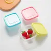 Caja de almacenamiento mini cuadrada de plástico estilo japonés, caja sellada para refrigerador, caja para muestras de alimentos, 250 ml, sin tapa