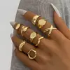 Joias Transfronteiriças Europeias e Americanas Conjunto de Anéis Personalizados Linha Dourada Lava Irregular Brilhante Anéis Empilháveis Acessórios