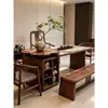 Nuevo Estilo Chino Nogal Negro Norteamericano Madera Maciza Mesa de Té Sala de Té Zen Oficina Uso Doméstico Simple Mesa y Sillas para Preparar Té