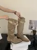 Botas Altas de Gamuza con Tacón Grueso y Punta Fina para Mujer 2026 Otoño/Invierno Nuevo Estilo Botas Altas de Doble Uso Estilo Manga Botas de Moda Botas Holgadas Europeas y Americanas