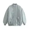 Comércio Exterior 2025 Outono e Inverno Estilo Europeu e Americano Moda Casual Jaqueta de Algodão Decorativa com Aba e Bolso com Zíper para Mulheres A19518