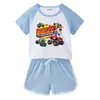 Traje de verano 2023 para niños y niñas, pantalones cortos, camiseta de manga corta, conjunto deportivo informal de dos piezas