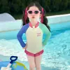 Traje de baño de una pieza de manga larga de verano para niñas 2026 Nuevo Protección solar de secado rápido para niños Traje de baño de piscina termal Dopamina para bebé