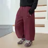 Pantalones Casuales Sueltos Gruesos Cálidos de Felpa Esponjosa para Niños y Niñas, Pantalones Deportivos de Moda para la Escuela Bordados