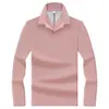 Camisa polo de manga larga para hombre de estilo business de alta gama, hecha de 100% algodón mercerizado, una camiseta casual de manga larga de color liso para hombres de mediana edad