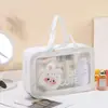 Bolsa de Almacenamiento Semi-Transparente Esmerilada de PVC+PU, Linda y Multifuncional, Gran Capacidad, Esencial de Viaje