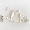 Otoño Dianxi Nuevo Bebé Camisa Básica Simple con Cuello de Volantes Niña Estilo Coreano Dulce Casual Top de Punto