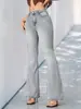 Calça Flare Feminina Personalizada Verão Europeu e Americano 2026, Jeans Bootcut Justo e Valorizador, Fornecimento Direto da Fábrica