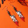 Pendientes de doble cara con diseño de hacha, tijeras, hacha, sangre, acrílico, terror, Halloween