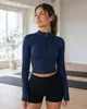 Chaqueta Deportiva Corta con Cuello Alto y Cremallera para Mujer, Top Deportivo de Manga Larga Ajustado de Cintura Alta, Ropa para Gimnasio, Correr y Entrenamiento al por Mayor