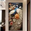 Pintura Decorativa Moderna de Lujo Ligero de Pavo Real Rica y Auspiciosa para Recibidor Directamente Frente a la Puerta Pintura de Pared Sencilla y Grandiosa de Fénix para Pasillo