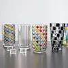 Taza Pintada con Colores Contrastantes, Vaso de Whiskey con Líneas de Colores, Taza Pagoda Cuadriculada Blanca y Negra Apilable Estilo Ins