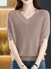 Tejido Versátil de Manga Corta con Cuello en V para Mujer Verano 2026 Nuevo Primavera y Verano Estilo Coreano Sencillo Holgado Adelgazante Camiseta Base Suéter