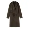 Ins Atacado de Roupas Femininas Estilo Europeu e Americano Transfronteiriço Nova Chegada da Temporada Casaco Trench Coat com Efeito Camurça e Cinto 4968021