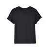 Camiseta de Manga Corta con Doble Abertura de Hilo de Lana Tencel Lenzing para Mujer, Verano, Hombro Normal, Suave y Ligera, Cuello Redondo, Corte Ajustado, Versátil