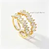 Anillos de Cereza y Fresa en Stock con Circonita Multicolor, Anillos Abiertos Chapados, Estilo Dulce, Accesorios para Uso Diario, Suministro Directo del Fabricante