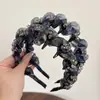 Nueva Diadema de Malla Estilo Francés con Pedrería Floral y Pinza para el Cabello Dentada, Elegante Diadema Alta para Mujer, Accesorio para el Cabello de Moda y con Estilo