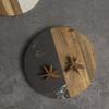 Posavasos aislante de estilo nórdico con costuras de madera de acacia y mármol, redondo y cuadrado, para café y vino