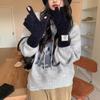 Guantes de felpa suaves y cerosos para mujer, de invierno, con diseño de pingüino, color liso, largos, cálidos, resistentes al frío, con salida para los dedos y pantallas táctiles, de punto.