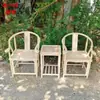 Silla de madera maciza en bruto blanca Silla circular de Nanmu silla antigua de Gran Tutor ensamblaje de espiga y mortaja suelta silla de respaldo silla sombrero de oficial silla de comedor