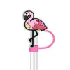 Serie Creativa de Flamencos de Dibujos Animados Tapa de Popote de Goma Suave de PVC Tapón a Prueba de Polvo 10 mm Decoración de Popote Personalizada DIY en Stock