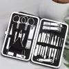 Set de cortauñas de acero inoxidable negro en stock al por mayor pinzas para cutícula cuchillo de pedicura aguja para acné herramientas de belleza