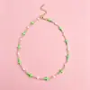 Collar Cruzado de Esmalte Perlado Color-Blocking y Pulsera de Ojo Maligno Patchwork para Mujer, Tendencia en Europa y América