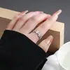 Anillo de Lava Plegado Minimalista de Alta Gama Transfronterizo de Acero Inoxidable Irregular Hueco con Forma de Hoja Anillo Abierto Joyería de Moda