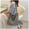 Bolso de mano artístico retro de estilo coreano, sencillo y fresco, con rayas, bolso de hombro, bolso de compras informal de gran capacidad a la moda.