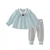 Conjunto de Ropa para Niñas Otoño e Invierno Estilo Francés Otoño Sudadera con Cuello Marino y Leggings Conjunto de Dos Piezas para Bebés Niñas Ropa Roja