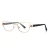 Gafas anti luz azul transfronterizas 3167 virola de propionato pata ancha montura de metal cara pequeña para mujer reducción de edad lente plana blanca
