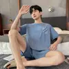 Novo Conjunto de Pijama de Modal de Verão Masculino Manga Curta e Shorts Finos Casual para Jovens Roupa de Casa Pode Ser Usado Fora