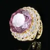 Popular Nueva Joyería Huabi Base de Cobre Chapado en Oro Corte Rosa Lujo Accesible Set Dorado Piedra Principal Femenina 18mm