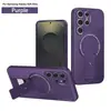 Funda Magnética para Teléfono Adecuada para Samsung S26 Ultra S25Edge S24 S23 Cubierta con Soporte Magnético de Fibra de Carbono