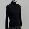 Camiseta Base de Punto de Cuello Alto Gris de Alta Gama para Mujer, Moda Otoño e Invierno, Suéter Interior Elegante de Corte Ajustado, Top Estilo Old Money